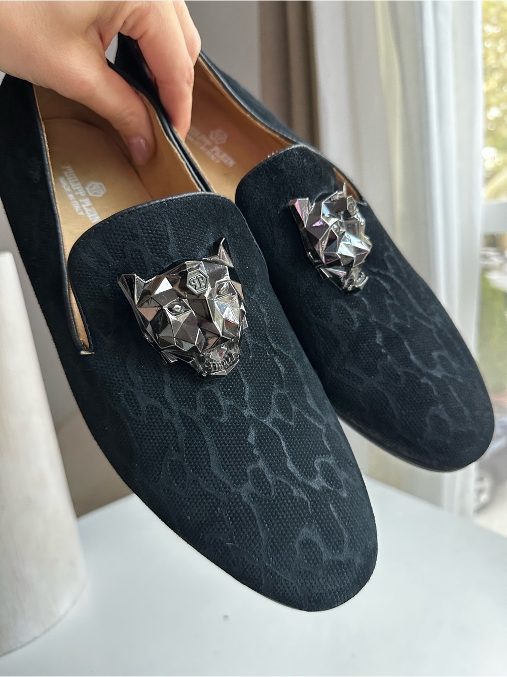 Philipp Plein Panther Head Loafers — Made in Italy